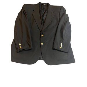 VTG Burberrys Mens Blazer Jacket 100% Pure Wool Black Gold Buttons Size 42R